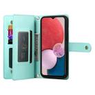 For Samsung Galaxy A13 5G / 4G Nine Card-slot Zipper Wallet Bag Leather Phone Case(Mint Green) - 3