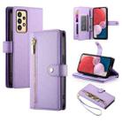 For Samsung Galaxy A13 5G / 4G Nine Card-slot Zipper Wallet Bag Leather Phone Case(Purple) - 1