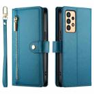 For Samsung Galaxy A13 5G / 4G Nine Card-slot Zipper Wallet Bag Leather Phone Case(Blue) - 2