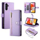 For Samsung Galaxy A14 5G / 4G Nine Card-slot Zipper Wallet Bag Leather Phone Case(Purple) - 1