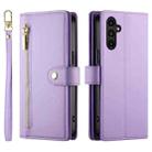 For Samsung Galaxy A14 5G / 4G Nine Card-slot Zipper Wallet Bag Leather Phone Case(Purple) - 2