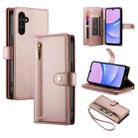 For Samsung Galaxy A15 Nine Card-slot Zipper Wallet Bag Leather Phone Case(Pink) - 1