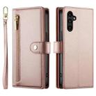 For Samsung Galaxy A15 Nine Card-slot Zipper Wallet Bag Leather Phone Case(Pink) - 2
