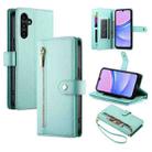 For Samsung Galaxy A15 Nine Card-slot Zipper Wallet Bag Leather Phone Case(Mint Green) - 1