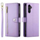 For Samsung Galaxy A15 Nine Card-slot Zipper Wallet Bag Leather Phone Case(Purple) - 2
