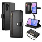 For Samsung Galaxy A15 Nine Card-slot Zipper Wallet Bag Leather Phone Case(Black) - 1