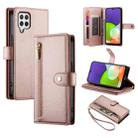 For Samsung Galaxy A22 4G Nine Card-slot Zipper Wallet Bag Leather Phone Case(Pink) - 1