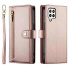 For Samsung Galaxy A22 4G Nine Card-slot Zipper Wallet Bag Leather Phone Case(Pink) - 2