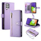 For Samsung Galaxy A22 4G Nine Card-slot Zipper Wallet Bag Leather Phone Case(Purple) - 1