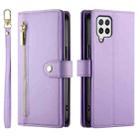For Samsung Galaxy A22 4G Nine Card-slot Zipper Wallet Bag Leather Phone Case(Purple) - 2
