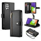 For Samsung Galaxy A22 4G Nine Card-slot Zipper Wallet Bag Leather Phone Case(Black) - 1