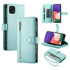 For Samsung Galaxy A22 5G / F42 5G Nine Card-slot Zipper Wallet Bag Leather Phone Case(Mint Green) - 1
