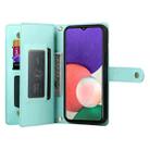 For Samsung Galaxy A22 5G / F42 5G Nine Card-slot Zipper Wallet Bag Leather Phone Case(Mint Green) - 3