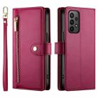 For Samsung Galaxy A23 5G / 4G Nine Card-slot Zipper Wallet Bag Leather Phone Case(Red) - 2