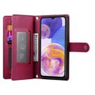 For Samsung Galaxy A23 5G / 4G Nine Card-slot Zipper Wallet Bag Leather Phone Case(Red) - 3