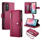 For Samsung Galaxy A24 4G Nine Card-slot Zipper Wallet Bag Leather Phone Case(Red) - 1