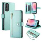 For Samsung Galaxy A24 4G Nine Card-slot Zipper Wallet Bag Leather Phone Case(Mint Green) - 1