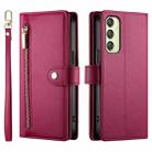 For Samsung Galaxy A25 Nine Card-slot Zipper Wallet Bag Leather Phone Case(Red) - 2