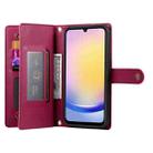 For Samsung Galaxy A25 Nine Card-slot Zipper Wallet Bag Leather Phone Case(Red) - 3
