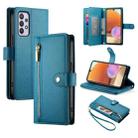 For Samsung Galaxy A32 4G Nine Card-slot Zipper Wallet Bag Leather Phone Case(Blue) - 1