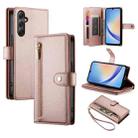 For Samsung Galaxy A34 5G Nine Card-slot Zipper Wallet Bag Leather Phone Case(Pink) - 1