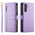 For Samsung Galaxy A34 5G Nine Card-slot Zipper Wallet Bag Leather Phone Case(Purple) - 2