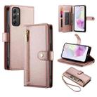 For Samsung Galaxy A35 Nine Card-slot Zipper Wallet Bag Leather Phone Case(Pink) - 1