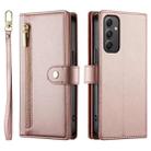 For Samsung Galaxy A35 Nine Card-slot Zipper Wallet Bag Leather Phone Case(Pink) - 2