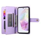 For Samsung Galaxy A35 Nine Card-slot Zipper Wallet Bag Leather Phone Case(Purple) - 3
