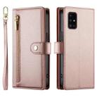 For Samsung Galaxy A51 4G / M40s Nine Card-slot Zipper Wallet Bag Leather Phone Case(Pink) - 2