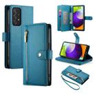 For Samsung Galaxy A52 5G / 4G / A52s Nine Card-slot Zipper Wallet Bag Leather Phone Case(Blue) - 1