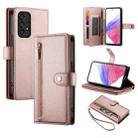 For Samsung Galaxy A53 5G Nine Card-slot Zipper Wallet Bag Leather Phone Case(Pink) - 1