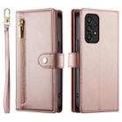 For Samsung Galaxy A53 5G Nine Card-slot Zipper Wallet Bag Leather Phone Case(Pink) - 2