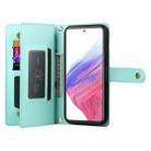For Samsung Galaxy A53 5G Nine Card-slot Zipper Wallet Bag Leather Phone Case(Mint Green) - 3