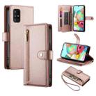 For Samsung Galaxy A71 4G Nine Card-slot Zipper Wallet Bag Leather Phone Case(Pink) - 1
