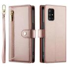For Samsung Galaxy A71 4G Nine Card-slot Zipper Wallet Bag Leather Phone Case(Pink) - 2