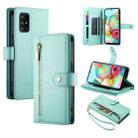 For Samsung Galaxy A71 4G Nine Card-slot Zipper Wallet Bag Leather Phone Case(Mint Green) - 1