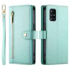For Samsung Galaxy A71 4G Nine Card-slot Zipper Wallet Bag Leather Phone Case(Mint Green) - 2