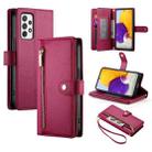 For Samsung Galaxy A72 5G / 4G Nine Card-slot Zipper Wallet Bag Leather Phone Case(Red) - 1
