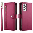 For Samsung Galaxy A72 5G / 4G Nine Card-slot Zipper Wallet Bag Leather Phone Case(Red) - 2