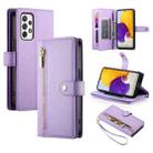 For Samsung Galaxy A72 5G / 4G Nine Card-slot Zipper Wallet Bag Leather Phone Case(Purple) - 1