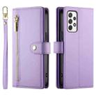 For Samsung Galaxy A72 5G / 4G Nine Card-slot Zipper Wallet Bag Leather Phone Case(Purple) - 2