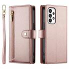 For Samsung Galaxy A73 5G Nine Card-slot Zipper Wallet Bag Leather Phone Case(Pink) - 2