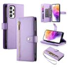 For Samsung Galaxy A73 5G Nine Card-slot Zipper Wallet Bag Leather Phone Case(Purple) - 1