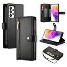For Samsung Galaxy A73 5G Nine Card-slot Zipper Wallet Bag Leather Phone Case(Black) - 1