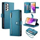 For Samsung Galaxy A73 5G Nine Card-slot Zipper Wallet Bag Leather Phone Case(Blue) - 1