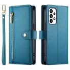 For Samsung Galaxy A73 5G Nine Card-slot Zipper Wallet Bag Leather Phone Case(Blue) - 2
