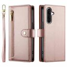 For Samsung Galaxy A26 5G Nine Card-slot Zipper Wallet Bag Leather Phone Case(Pink) - 2