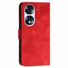 For Honor 70 YX0080 Grid Butterfly Embossed Pattern Flip Leather Phone Case with Lanyard(Red) - 3