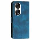 For Honor 90 Grid Butterfly Embossed Pattern Leather Phone Case with Lanyard(Dark Blue) - 3